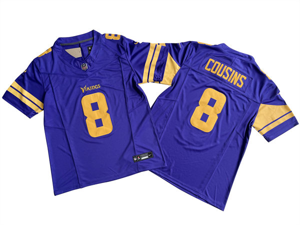 Men's Minnesota Vikings #8 Kirk Cousins Nike Purple Color Rush 2023 F.U.S.E. Vapor Limited Jersey