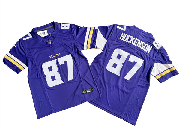 Men's Minnesota Vikings #87 T.J. Hockenson Nike Purple 2023 F.U.S.E. Vapor Limited Jersey