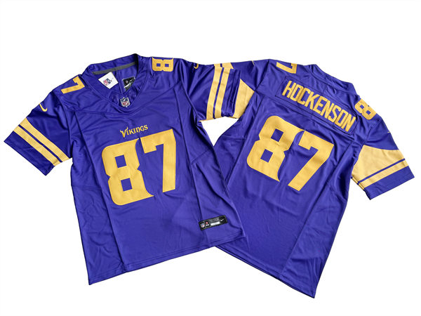 Men's Minnesota Vikings #87 T.J. Hockenson Nike Purple Color Rush 2023 F.U.S.E. Vapor Limited Jersey