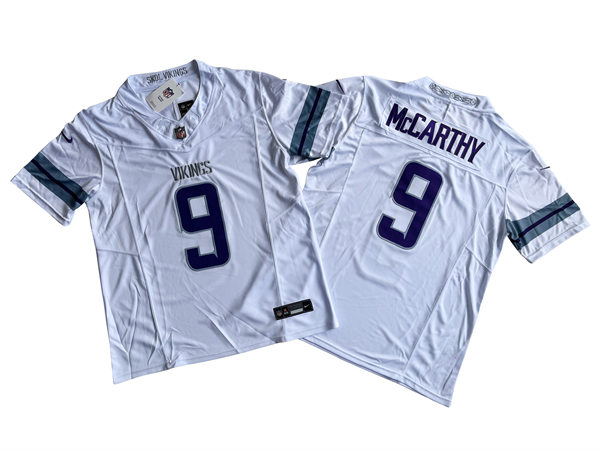 Men's Minnesota Vikings #9 J. J. McCarthy Nike White Alternate Vapor F.U.S.E. Winter Warrior Limited Jersey
