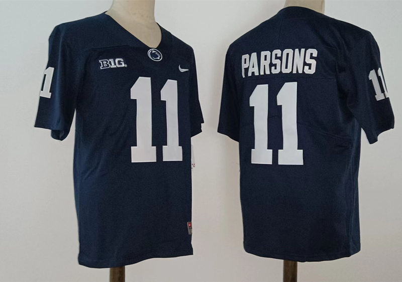 Mens Penn State Nittany Lions #11 Micah Parsons Navy Football Jersey -with Name