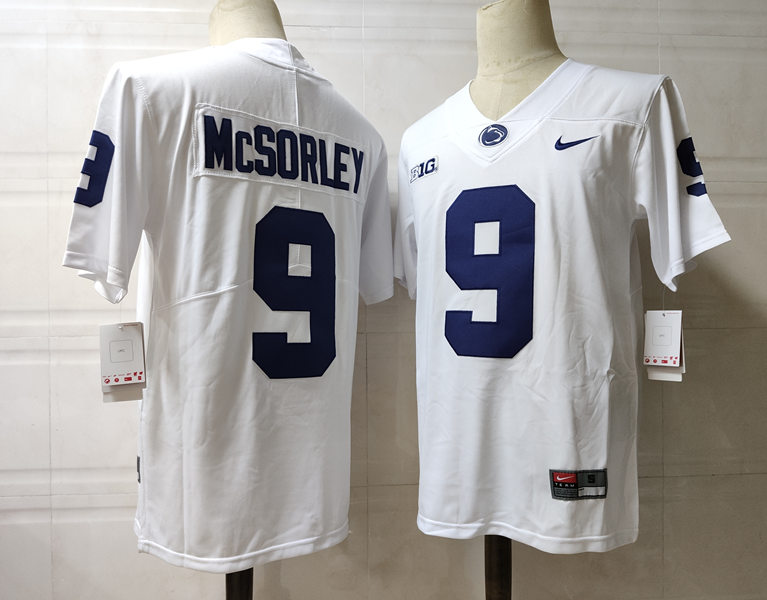 Mens Penn State Nittany Lions #9 TRACE McSORLEY White Football Jersey -with Name