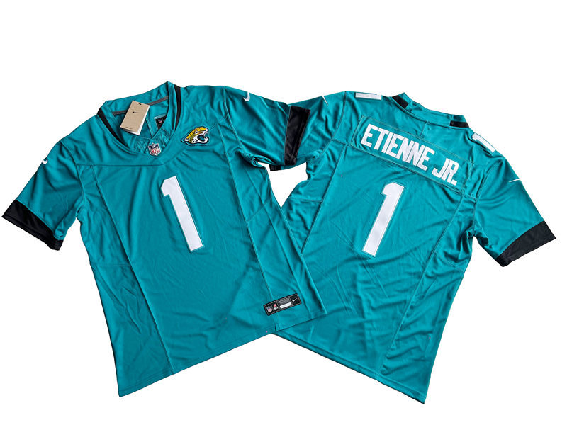 Men's Jacksonville Jaguars #1 Travis Etienne Jr. Nike Teal Alternate 2023 F.U.S.E. Vapor Limited Jersey