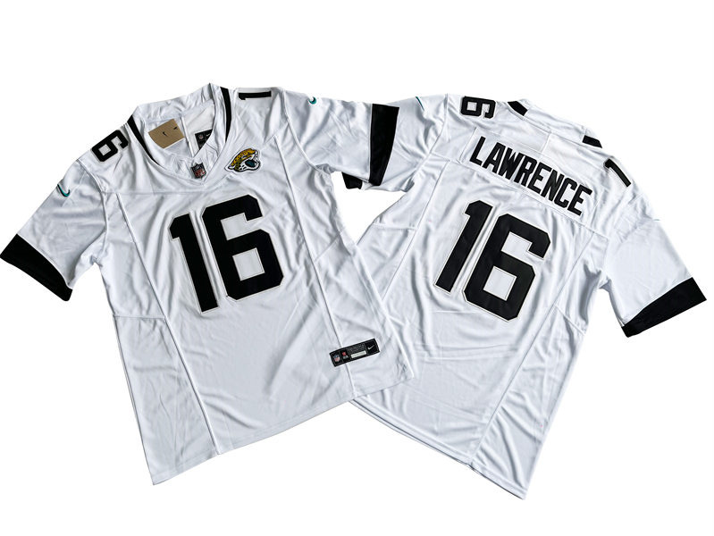 Men's Jacksonville Jaguars #16 Trevor Lawrence Nike White 2023 F.U.S.E. Vapor Limited Jersey