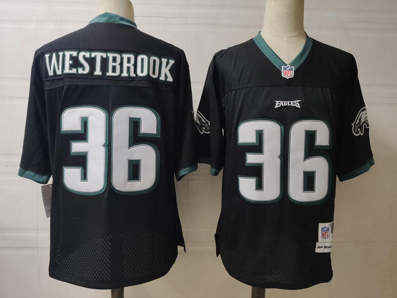 Men's Philadelphia Eagles Retired Player #36 Brian Westbrook Mitchell & Ness Black 2004 Throwback Jersey