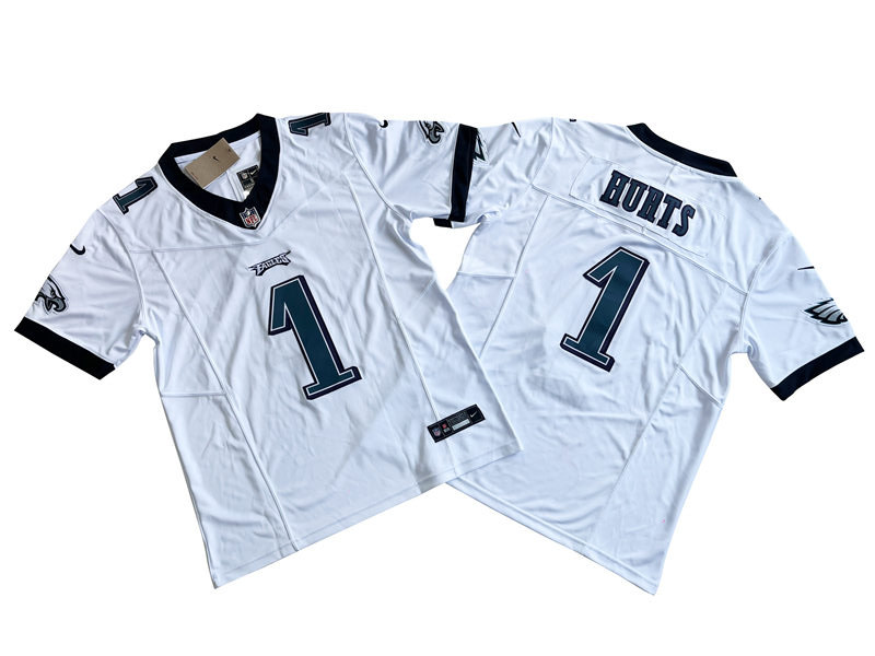 Mens Philadelphia Eagles #1 Jalen Hurts Nike White 2023 Vapor F.U.S.E. Limited Jersey