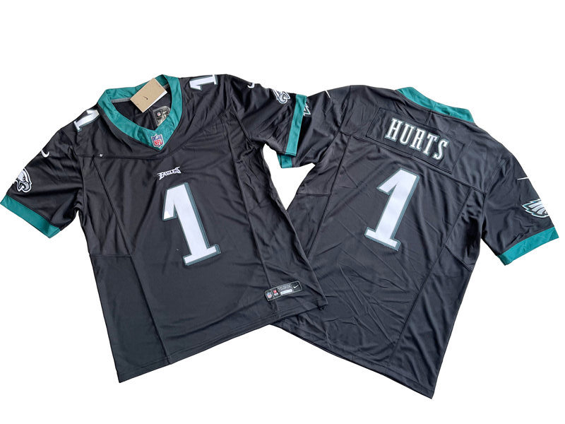 Mens Philadelphia Eagles #1 Jalen Hurts Nike Black 2023 Vapor F.U.S.E. Limited Jersey