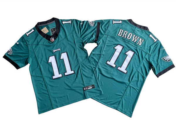 Men's Philadelphia Eagles #11 A.J. Brown Nike Midnight Green 2023 F.U.S.E. Vapor Limited Jersey