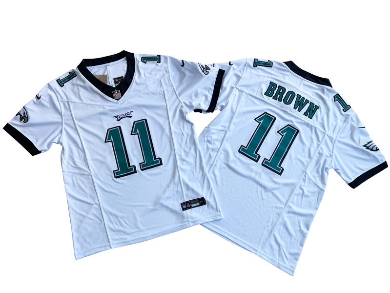 Men's Philadelphia Eagles #11 A.J. Brown Nike White 2023 F.U.S.E. Vapor Limited Jersey