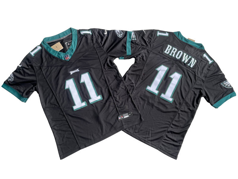 Men's Philadelphia Eagles #11 A.J. Brown Nike Black 2023 F.U.S.E. Vapor Limited Jersey