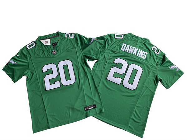 Mens Philadelphia Eagles Retired Player #20 Brian Dawkins 2023 Kelly Green 1996 Retro Nike Vapor F.U.S.E. Limited Jersey