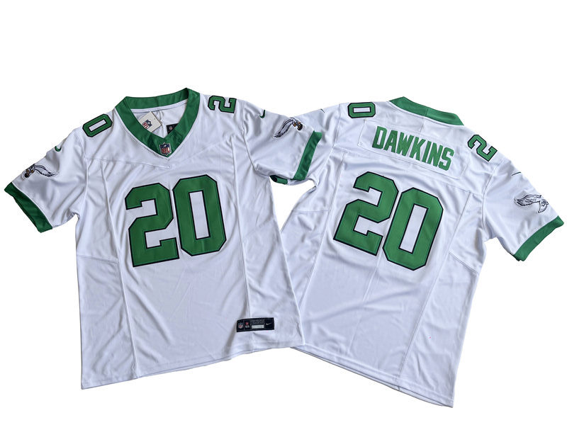 Mens Philadelphia Eagles Retired Player #20 Brian Dawkins White 1996 Retro Nike 2023 Vapor F.U.S.E. Limited Jersey