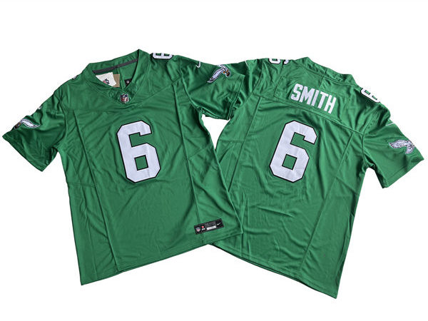 Mens Philadelphia Eagles #6 DeVonta Smith 2023 Kelly Green 1996 Retro Nike Vapor F.U.S.E. Limited Jersey