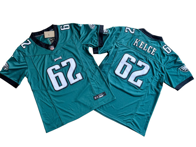 Men's Philadelphia Eagles #62 Jason Kelce Nike Green Nike 2023 Vapor F.U.S.E. Limited Jersey