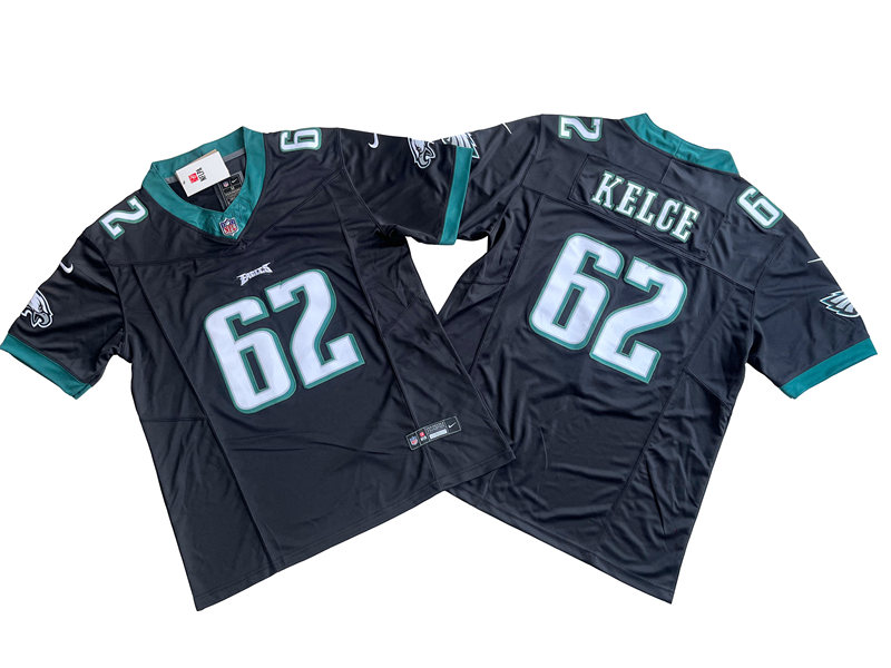 Men's Philadelphia Eagles #62 Jason Kelce Nike Black Nike 2023 Vapor F.U.S.E. Limited Jersey