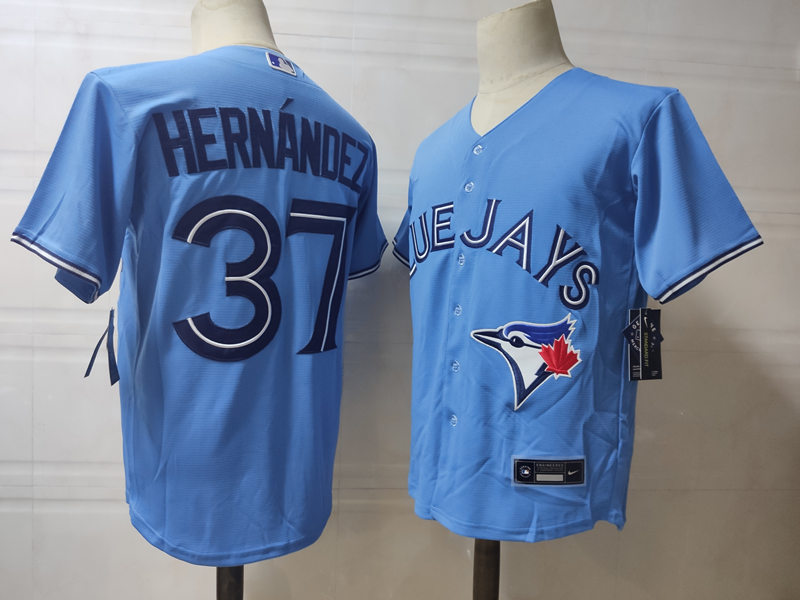Mens Toronto Blue Jays #37 Teoscar Hernandez Nike Powder Blue Alternate Cool Base Jersey