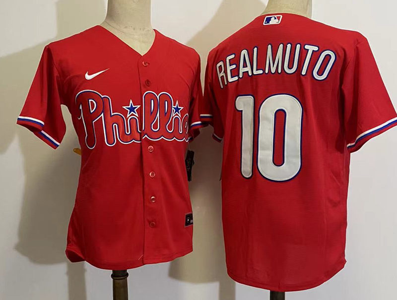 Men's Philadelphia Phillies #10  J.T. Realmuto Nike Red Alternate Coolbase Jersey