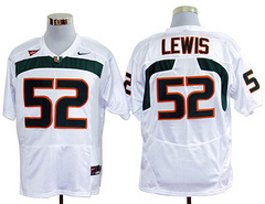 Men's Miami Hurricanes #52 Ray Lewis Nike White NCAA College Throwback Football Jersey