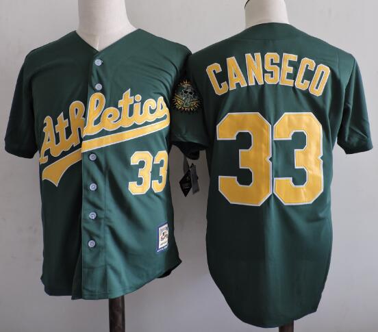 Men's Oakland Athletics #33 Jose Canseco Green 1989 World Series Cooperstown Throwback Jersey