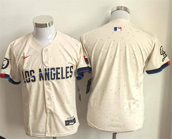 Youth Los Angeles Dodgers Blank 2024 City Connect Limited Player Jersey - Cream (5)