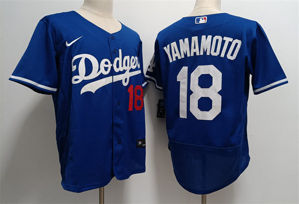 Mens Los Angeles Dodgers #18 Yoshinobu Yamamoto Nike Royal Alternate FlexBase Player Jersey