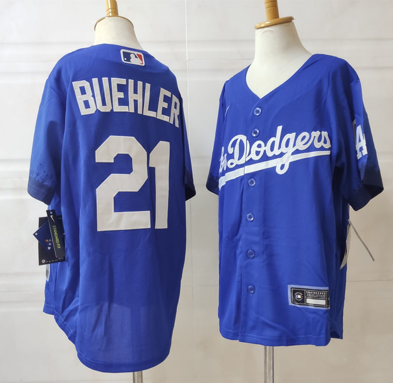 Youth Los Angeles Dodgers #21 Walker Buehler Nike Royal 2021 MLB City Connect Jersey