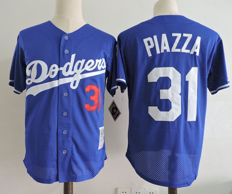 Men's Los Angeles Dodgers #31 Mike Piazza Mitchell & Ness Royal Cooperstown Collection Mesh Batting Practice Jersey