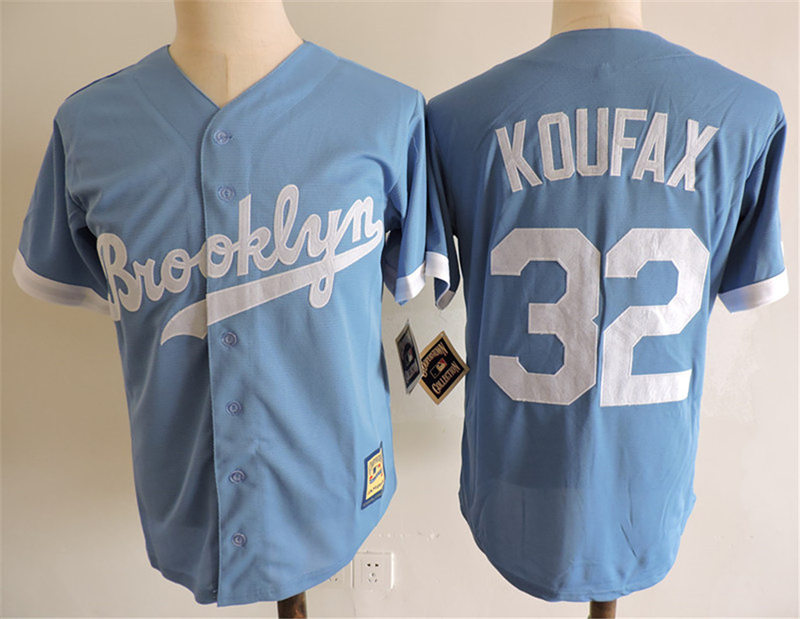 Men's Brooklyn Dodgers #32 Sandy Koufax Throwback Blue Cooperstown Baseball Jersey