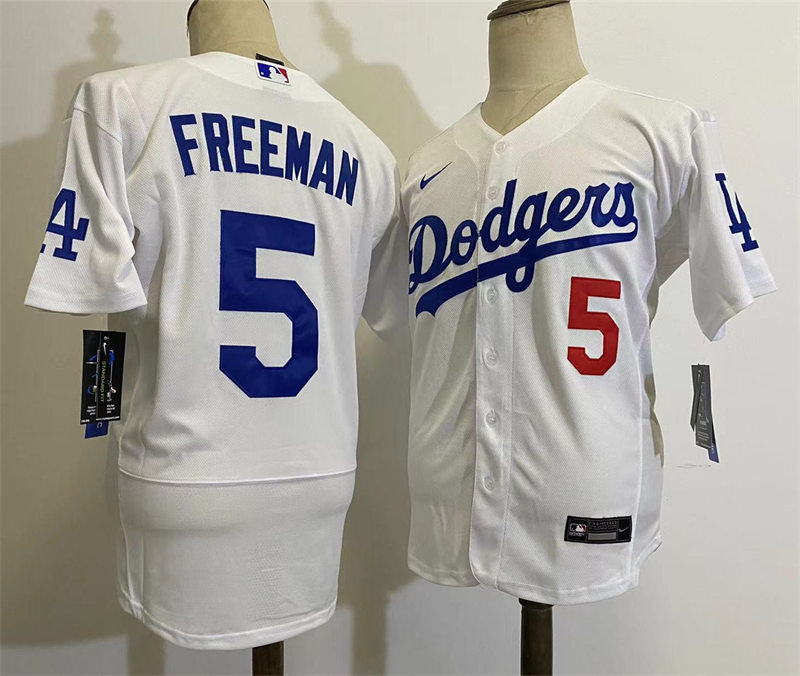 Mens Los Angeles Dodgers #5 Freddie Freeman Nike White Home FlexBase Jersey