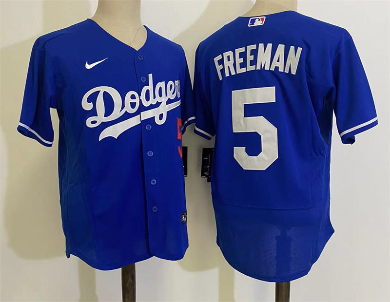 Mens Los Angeles Dodgers #5 Freddie Freeman Nike Royal Alternate FlexBase Jersey