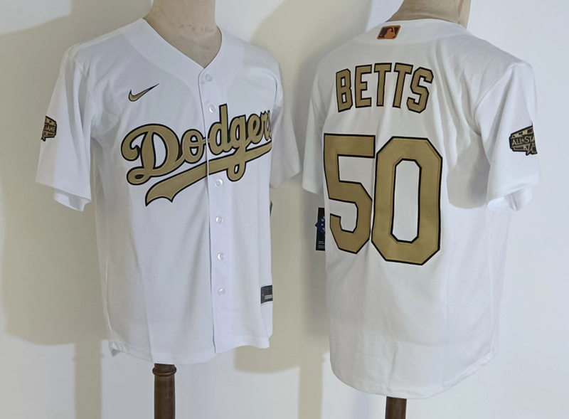 Mens Los Angeles Dodgers #50 Mookie Betts 2022 MLB All-Star Game Jersey - White
