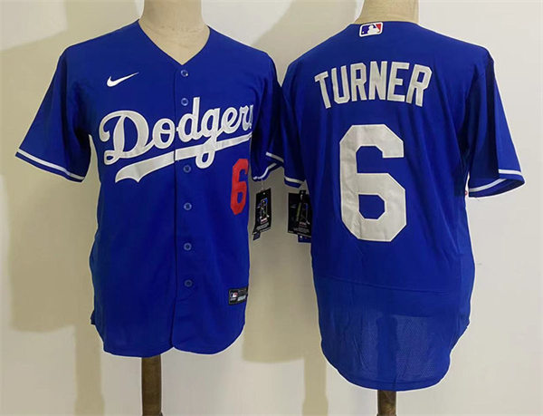 Mens Los Angeles Dodgers #6 Trea Turner Nike Royal Alternate FlexBase Jersey
