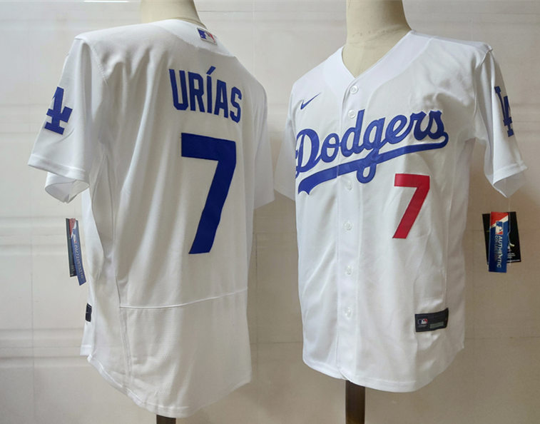 Men's Los Angeles Dodgers #7 Julio Urias White Nike Flex base Baseball Jersey