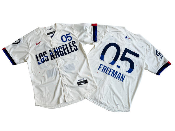 Mens Los Angeles Dodgers #5 Freddie Freeman 2024 City Connect Limited Player Jersey - Cream 