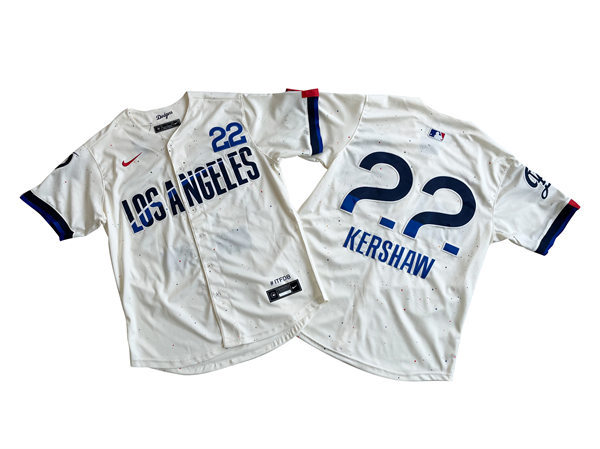 Mens Los Angeles Dodgers #22 Clayton Kershaw 2024 City Connect Limited Player Jersey - Cream
