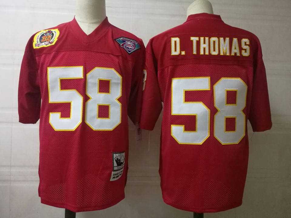 Mens Kansas City Chiefs #58 Derrick Thomas Red Mitchell&Ness Throwback Jersey