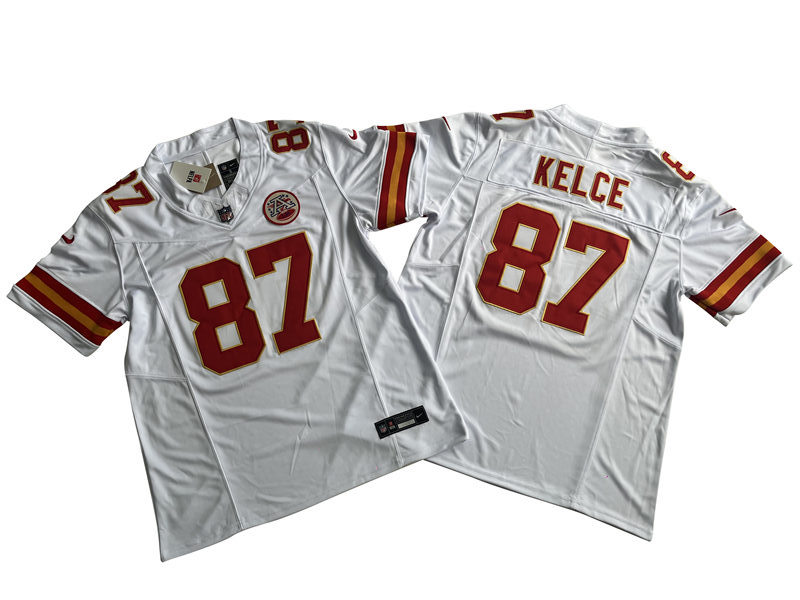 Men's Kansas City Chiefs #87 Travis Kelce White Nike 2023 Vapor F.U.S.E. Limited Jersey