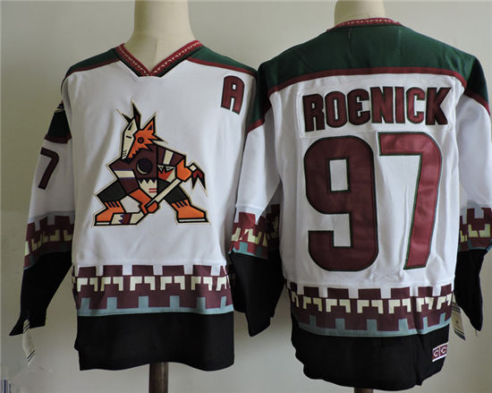 Men's Phoenix Coyotes #97 Jeremy Roenick White 1998 CCM Vintage Throwback NHL Hockey Jersey Size S-3XL