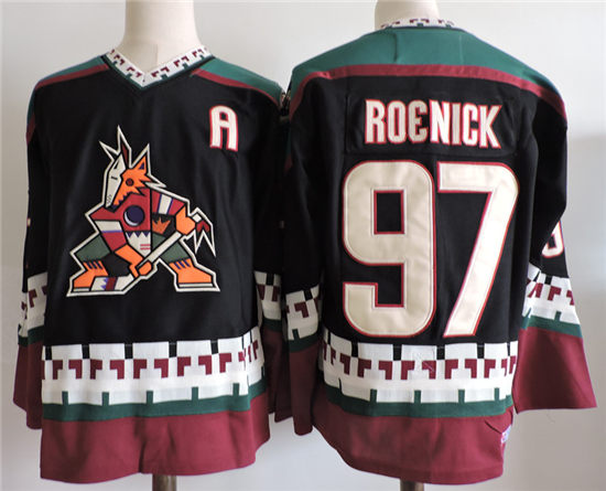 Men's Phoenix Coyotes #97 JEREMY ROENICK Black 1998 CCM Vintage Throwback NHL Hockey Jersey Size S-3XL