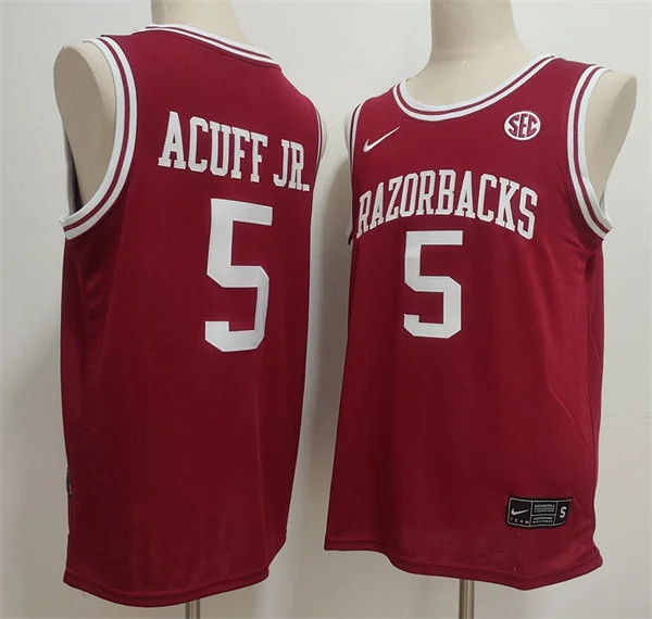 Arkansas Razorbacks #5 Darius Acuff Jr. Cardinal College Basketball Retro Jersey