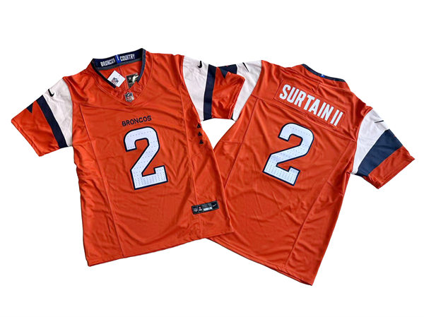Men's Denver Broncos #2 Patrick Surtain II Nike Orange Vapor F.U.S.E. Limited Jersey