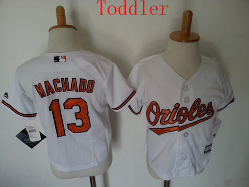 Toddler Baltimore Orioles #13 Manny Machado White Home 2015 Cool Base Jersey