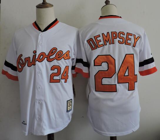 Men's Baltimore Orioles #24 RICK DEMPSEY White 1983 Cooperstown Throwback Baseball Jersey