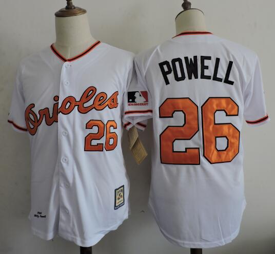 Men's Baltimore Orioles #26 BOOG POWELL White 1969 Cooperstown Throwback Baseball Jersey
