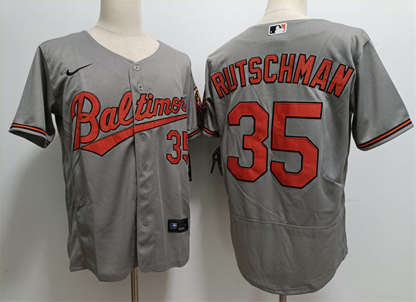 Mens Baltimore Orioles #35 Adley Rutschman Nike Grey Road Flexbase Jersey