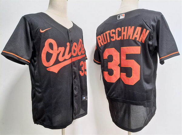 Mens Baltimore Orioles #35 Adley Rutschman Nike Black Alternate Flexbase Jersey