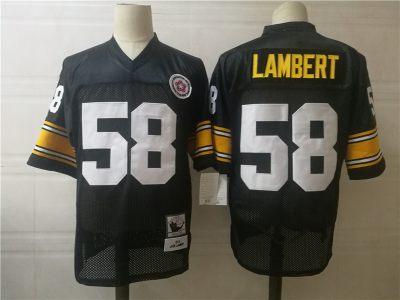 Men's Pittsburgh Steelers #58 Jack Lambert Black Throwback Jersey