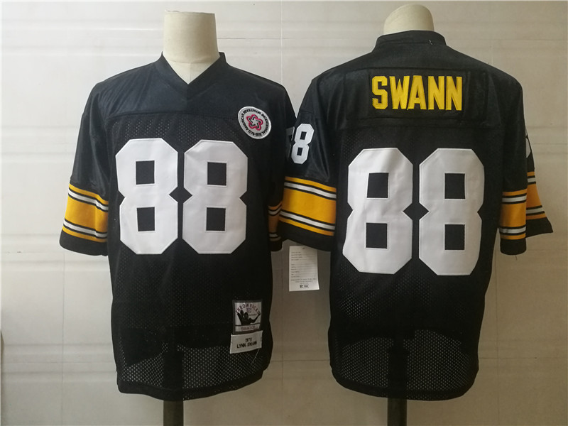 Mens Pittsburgh Steelers #88 Lynn Swann Black Throwback Jersey