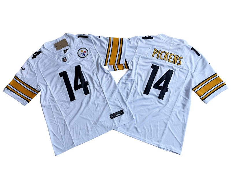Mens Pittsburgh Steelers #14 George Pickens Nike White Vapor F.U.S.E. Limited Jersey