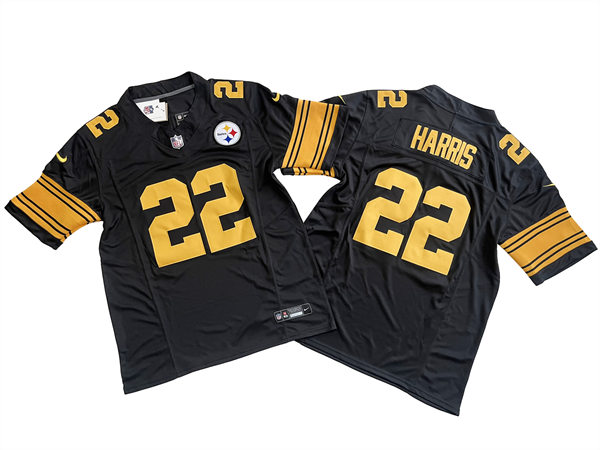 Men's Pittsburgh Steelers #22 Najee Harris Nike Black Color Rush 2023 F.U.S.E. Vapor Limited Jersey